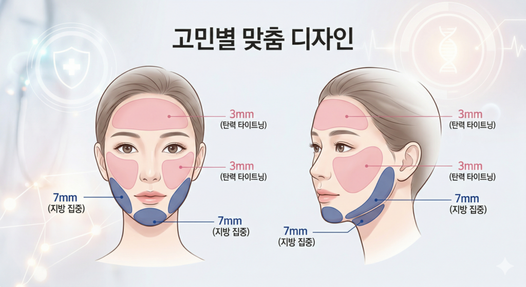 针对双下巴、面颊下垂等问题的 Apgujeong 膜上手机定制设计图。