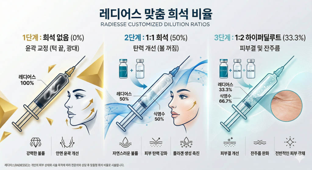 압구정 레디어스 CaHA 미세구체의 콜라겐 1형 및 3형 생성 원리 인포그래픽