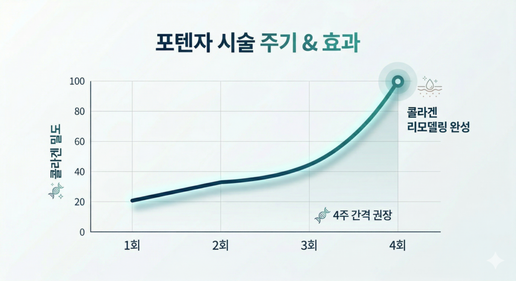 江南潜能值频率和周期 - 相隔 4 周进行 3-4 次治疗的胶原蛋白再生累积效果图