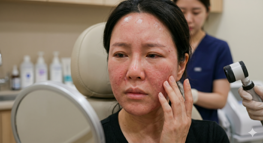 콜라겐 시술 후 나타날 수 있는 열감과 붉은기 증상을 확인하고, 부작용 방지를 위한 올바른 올타이트 주기의 중요성
