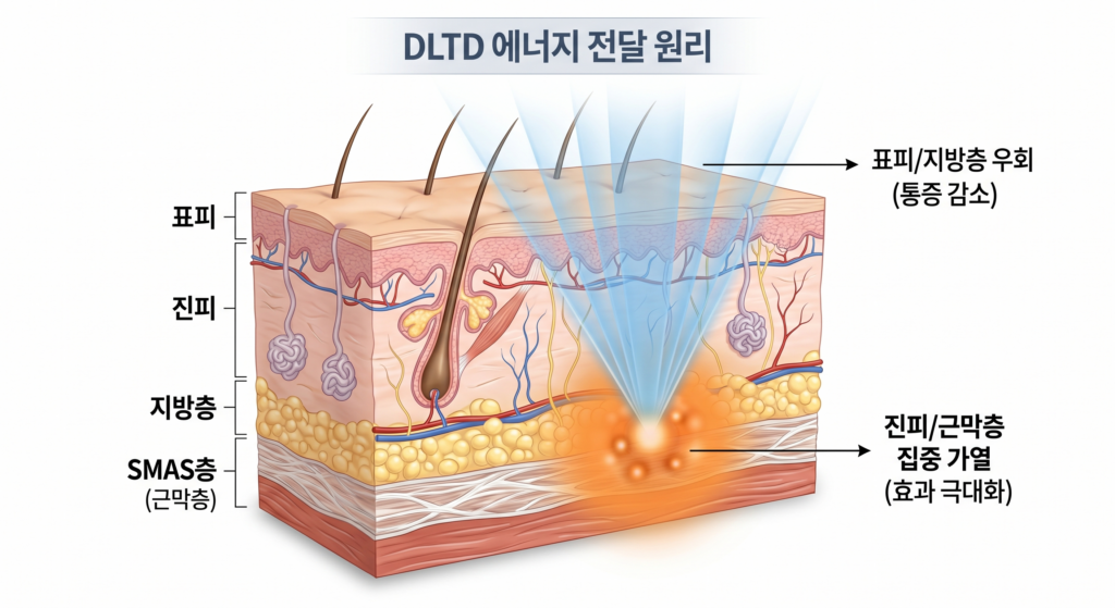 올타이트 통증이 적은 이유인 DLTD 기술의 피부 층별 작용 원리 
