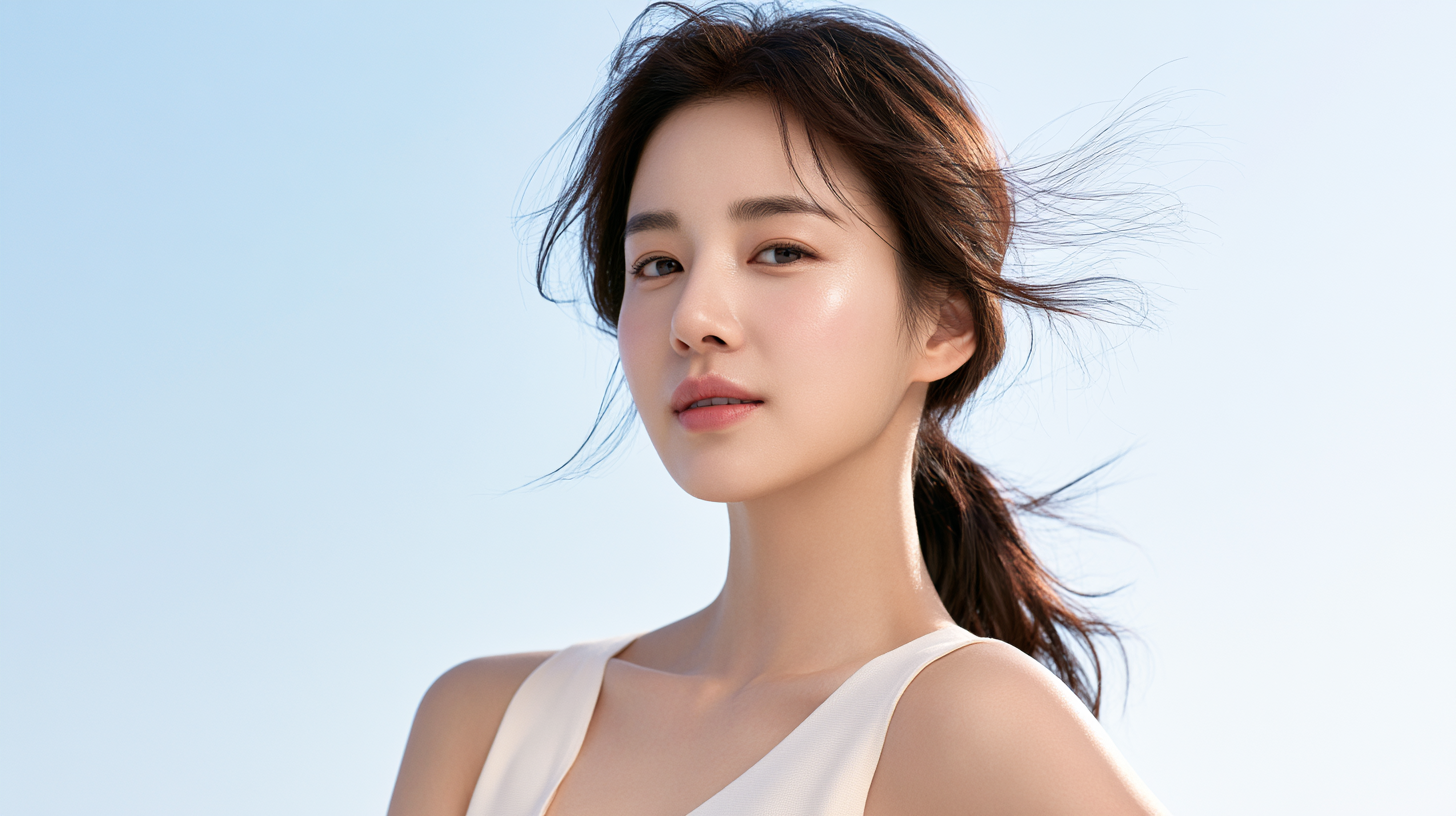 리쥬란 주기 안내 — 맑은 피부 결과 탄력을 표현한 뷰티 에디토리얼 모델 이미지