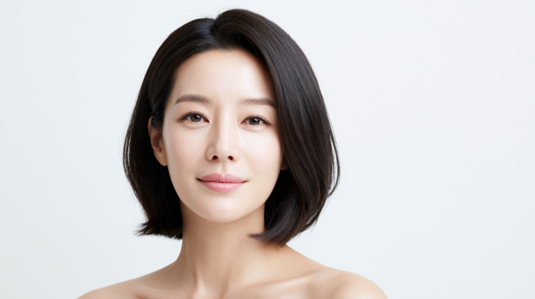팔자주름이 보이는 여성의 얼굴 앞모습