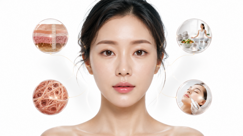 세르프 유지기간이 피부 상태와 생활습관 등에 따라 달라지는 모습을 표현한 이미지
