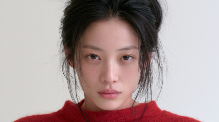 손끝으로 턱선을 짚어보는 여성 — 써마지 효과와 피부 탄력을 다룬 글의 대표 이미지