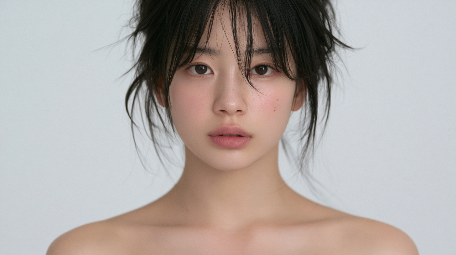 스킨보톡스 단점을 알아보기 전 거울 앞에서 피부 상태를 살펴보는 여성