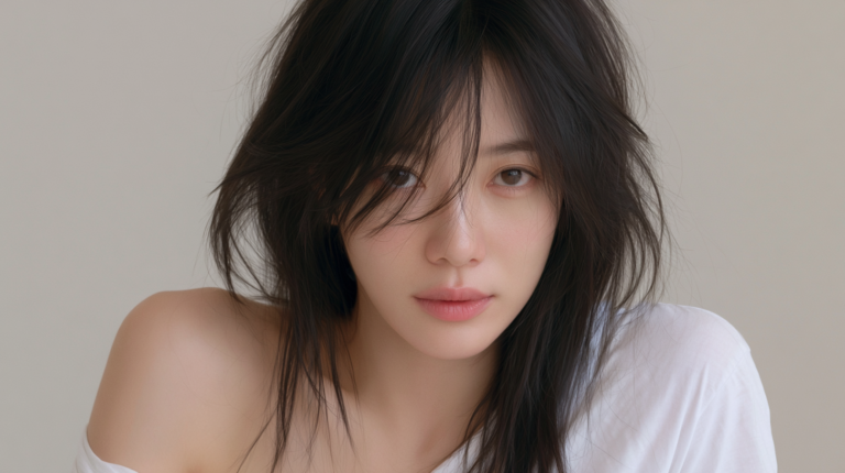 써마지 부작용을 걱정하며 얼굴 피부를 살펴보는 여성
